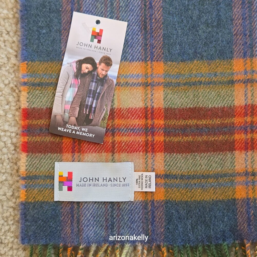 NWT John Hanly Extra Fine Merino Wool Plaid Scarf - Picture 4 of 10
